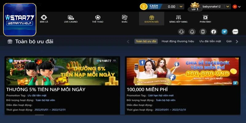 Mục đích của việc cung cấp khuyến mãi Wstar77